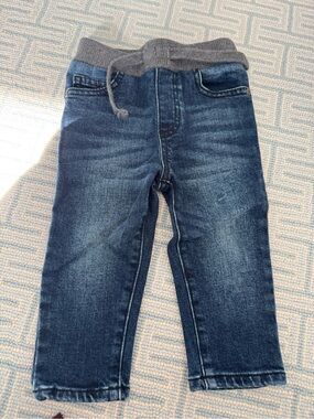 Tucker  & Tate Boys Dark Blue Denim Jogger Pants with Gray Knit Waist